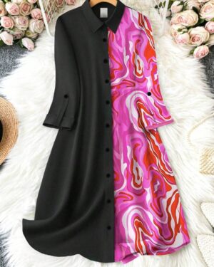 Girls Geometric Print Shirt Dress