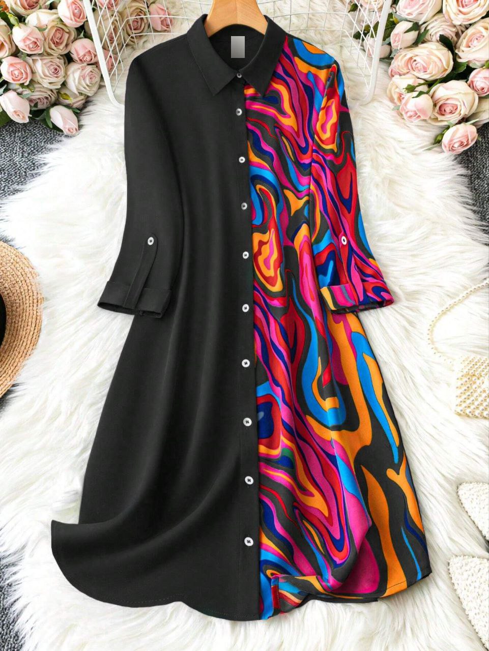 Girls Geometric Print Shirt Dress